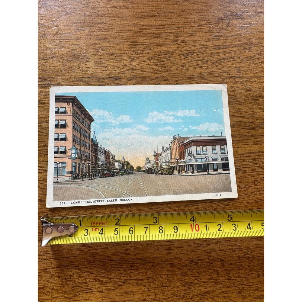 Vintage 1929 Commercial Street Salem Oregon Linen Postcard Posted - Picture 9 of 9